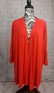 Susan Graver women's open front ruched 3/4 sleeve cardigan sz 2x stretch knit b5